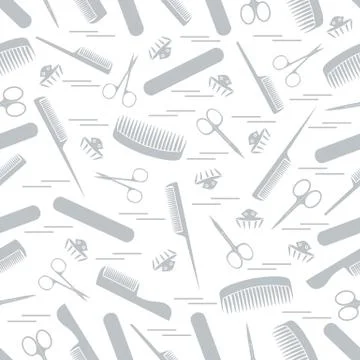 Cute pattern of scissors for manicure and pedicure, combs, nail file, barrett イラスト素材