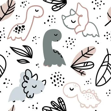 Cute pattern seamless with dinosaur Stock Illustration