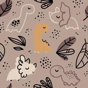 Cute pattern seamless with dinosaur Stock Illustration