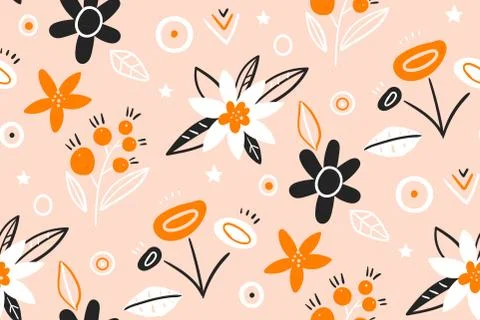 Cute pattern in small flower. Hand drawn creative flowers. Colorful artistic Stock Illustration