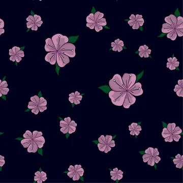 Cute pattern in a small flower. Pink sakura flowers, blooming Japanese cherry Stock Illustration