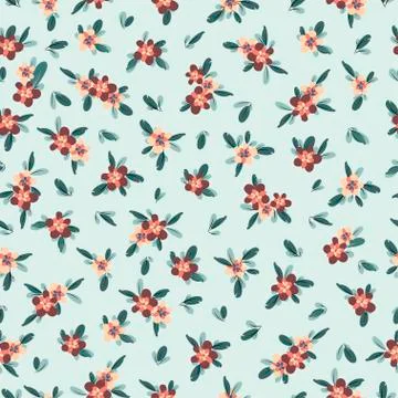 Cute pattern in small flower. Small colorful flowers. Blue background. Ditsy Stock Illustration