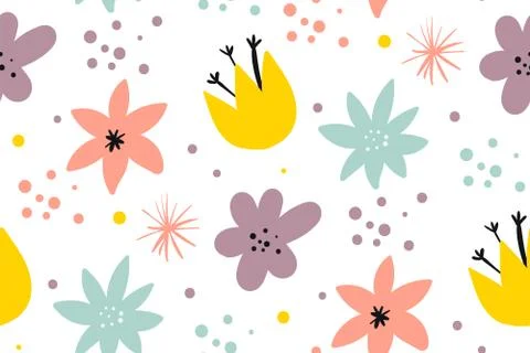 Cute pattern in small flower. Small colorful flowers. White background. Ditsy Stock Illustration