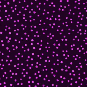 Cute pattern in small flower. Small pink flowers on dark blue background Stock Illustration