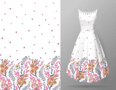 Cute pattern in small flowers and herbs. Seamless vertical background. An Stock Illustration