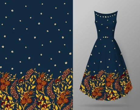 Cute pattern in small flowers and herbs. Seamless vertical background. An Stock Illustration