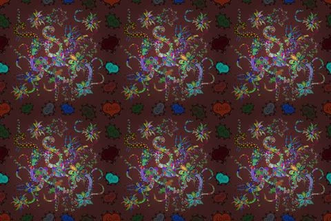 Cute pattern with small flowers. Floral pattern with flowers and leaves. Raster Stock Illustration