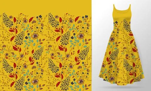 Cute pattern in small simple flowers. Seamless background and seamless border on Illustrazione stock