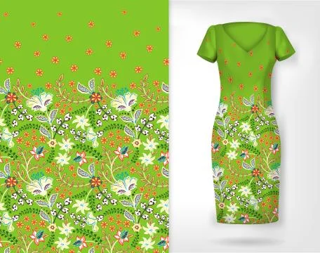 Cute pattern in small simple flowers. Seamless background and seamless border on Illustrazione stock