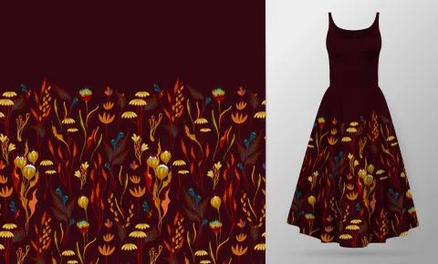 Cute pattern in small simple flowers. Seamless background and seamless border Stock Illustration