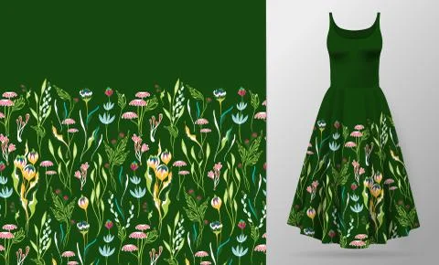 Cute pattern in small simple flowers. Seamless background and seamless border Illustrazione stock