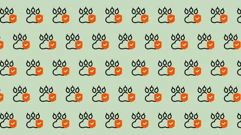Cute Paw Print Heart Pattern Animation Background. Stock Footage 325383822