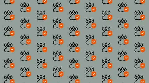 Cute Paw Print Heart Pattern Background. Stock-Footage 325383827