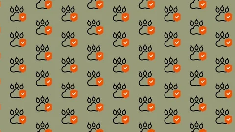 Cute Paw Print Heart Pattern. Stock Footage 325383898