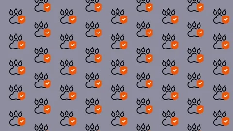 Cute Paw Print Pattern with Orange Heart. Stock Footage 325383849