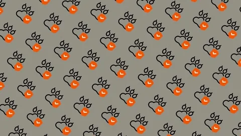 Cute Paw Print Pattern with Orange Heart. Stock Footage 325383861