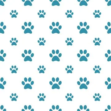 Cute paw seamless white pattern. Stock Illustration