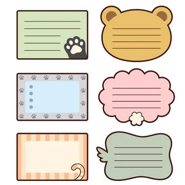 Cute Paw Sticky Note Bundle Illustration