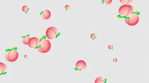 Cute Peach Icons Falling with Alpha Channel Transparent Overlay Stock Footage 331615456