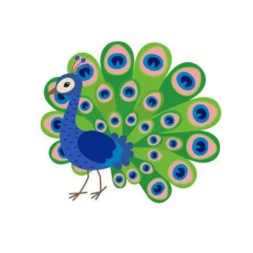 Cute peacock cartoon Stock Illustration