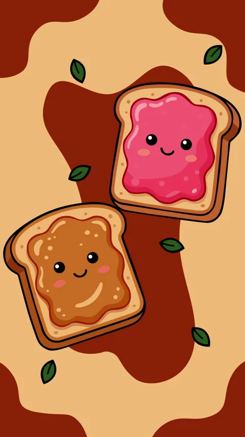 Cute Peanut Butter and Jam Toast Characters Floating Breakfast Concept Video stock 331753079