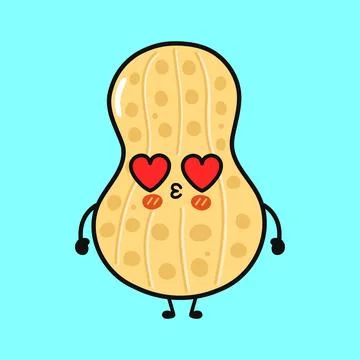 Cute peanut character falling in love, sending kiss Stock Illustration