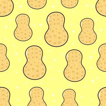 Cute peanut characters creating a seamless pattern design Stock Illustration