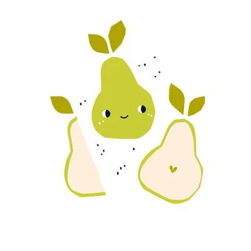 Cute pear character Stock Illustration