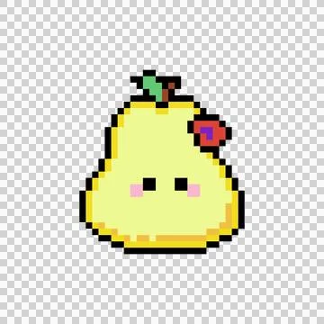 Cute pear character illustration pixel art design Stock Illustration