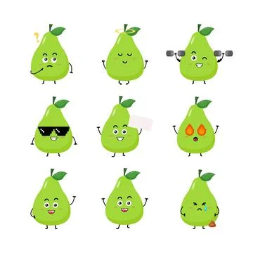 Cute pear character vector illustration Stock Illustration