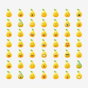 Cute pear with emoticons vector icon illustration Stock Illustration