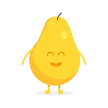 Cute pear fruit characters with faces and hands vector illustration 스톡 일러스트