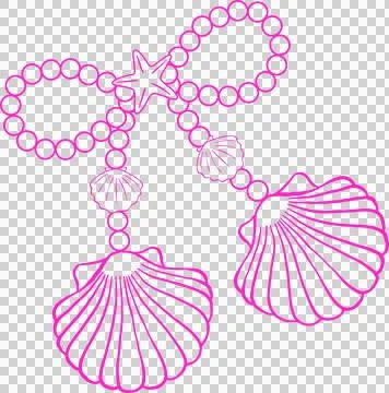 Cute Pearl Bow Shell Girly Summer Bow Doodle Outline Hand Drawn Stock Illustration