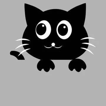 Cute Peeking Black Cat Vectors Illustration Design Stock Illustration