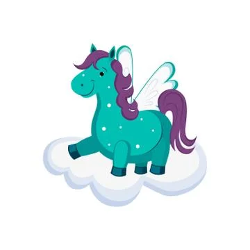 Cute Pegasus on a Cloud. Vector Illustration Stock Illustration