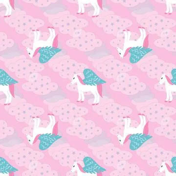 Cute pegasus repeat pattern abstract illustration design イラスト素材