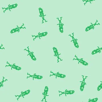 Cute pen character line vector seamless pattern Stock Illustration