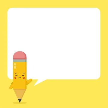 Cute Pencil with Speech Bubbles Stock Illustration