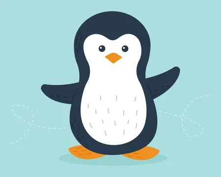Cute penguin on a blue background. Design element. Antarctic bird Stock Illustration