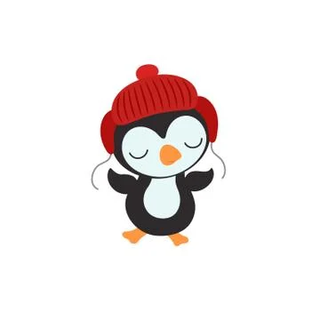 Cute penguin cartoon character. Winter animal bird. Sweet style. Stock Illustration