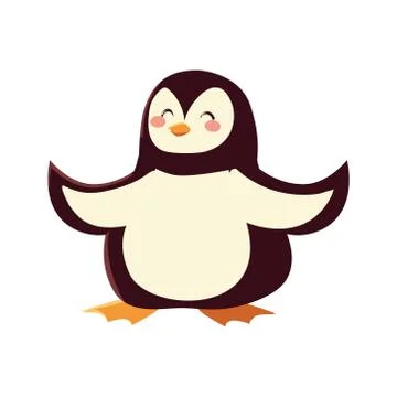 Cute penguin cartoon icon isolated design Stock Illustration