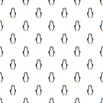 Cute penguin characters creating a seamless pattern Stock Illustration