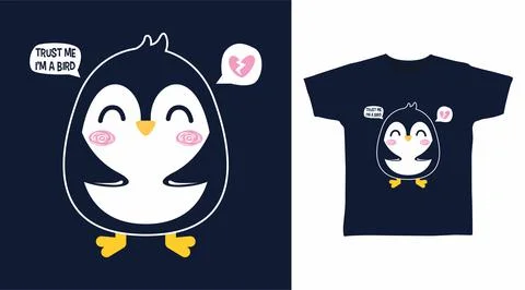 Cute penguin design vector with navy blue background illustration ready for p Stock Illustration