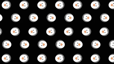 A cute penguin head  animated pattern design loop Video stock 235417455