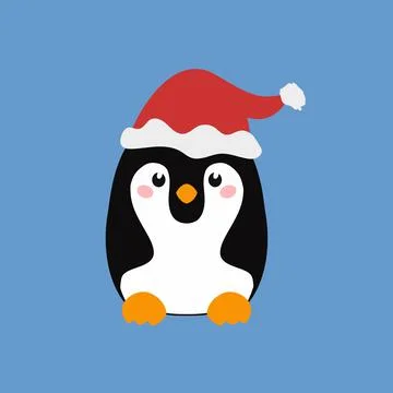Cute penguin icon in flat style. Cold winter symbol. Antarctic bird, animal Stock Illustration