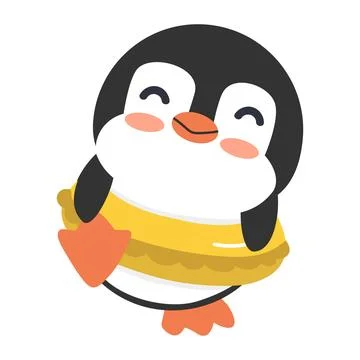 Cute penguin inflatable rubber ring Stock Illustration
