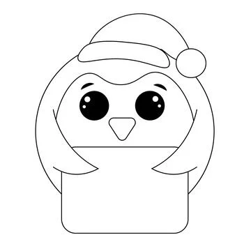 Cute Penguin with poster without text in black and white for congratulation Stock Illustration