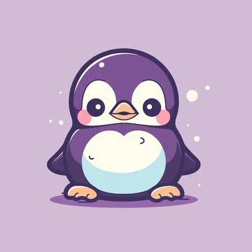Cute penguin on a purple background Illustrazione stock