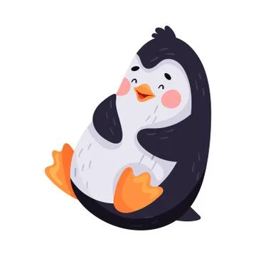 Cute Penguin with Red Cheeks Laughing Vector Illustration Stock Illustration