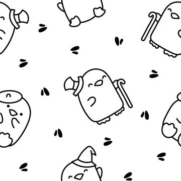 Cute penguin. Seamless pattern. Coloring Page. Illustrazione stock
